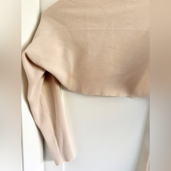 NWT SIMON’S Finely Ribbed Knit Bolero Shrug • Ivory Beige • small/ medium - Picture 5 of 9